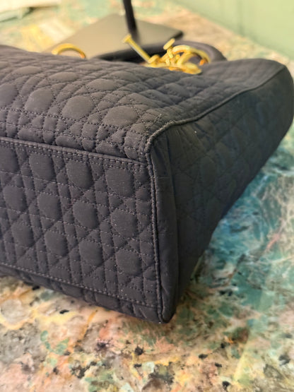 DIOR BLACK NYLON LARGE LADY DIOR HANDBAG