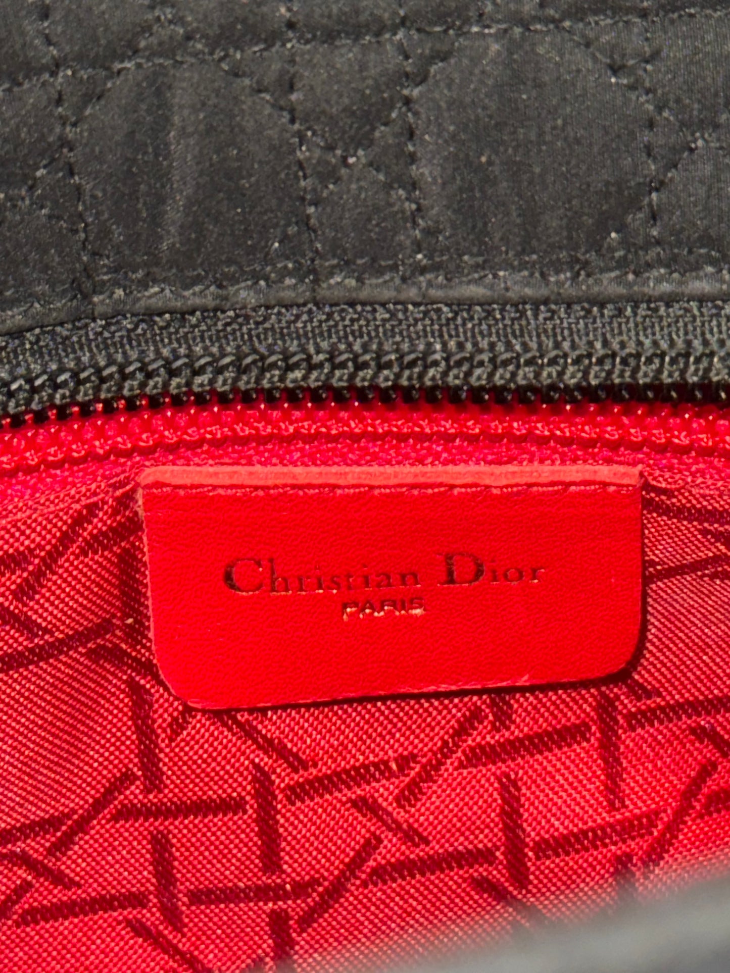 DIOR BLACK NYLON LARGE LADY DIOR HANDBAG