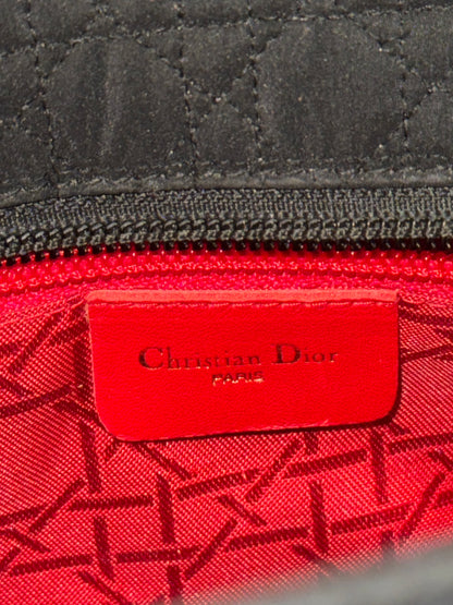 DIOR BLACK NYLON LARGE LADY DIOR HANDBAG
