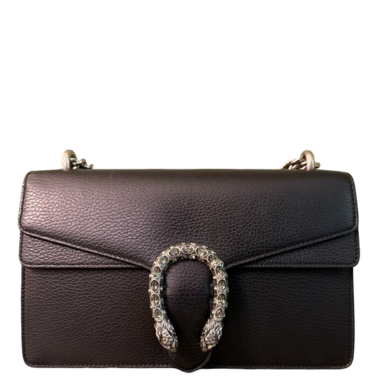 GUCCI MEDIUM BALCK LEATHER DIONYSUS SHOULDER BAG