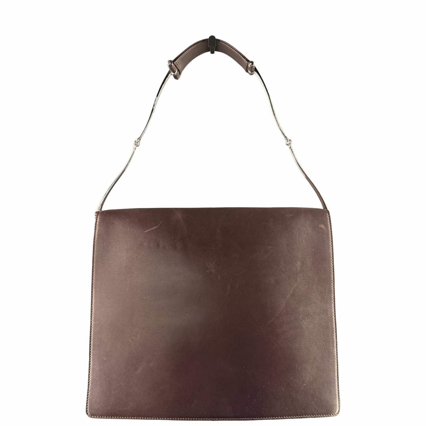GUCCI BY TOM FORD DARK BROWN HORSEBIT FLAP SHOULDER BAG