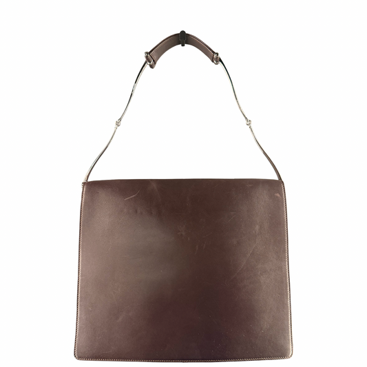 GUCCI BY TOM FORD DARK BROWN HORSEBIT FLAP SHOULDER BAG