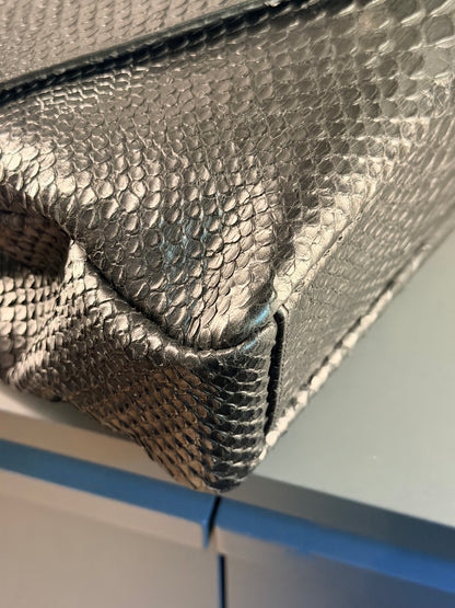 SAINT LAURENT BLACK PYTON LARGE COLLEGE HANDBAG