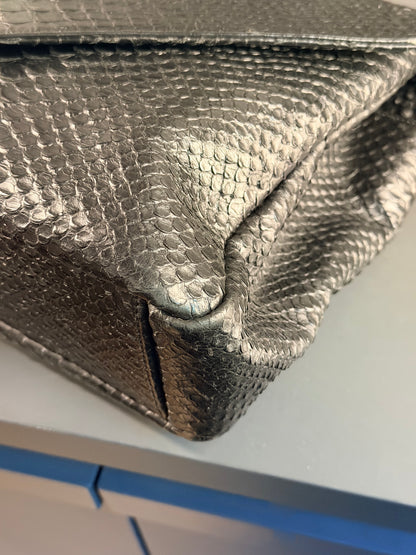 SAINT LAURENT BLACK PYTON LARGE COLLEGE HANDBAG