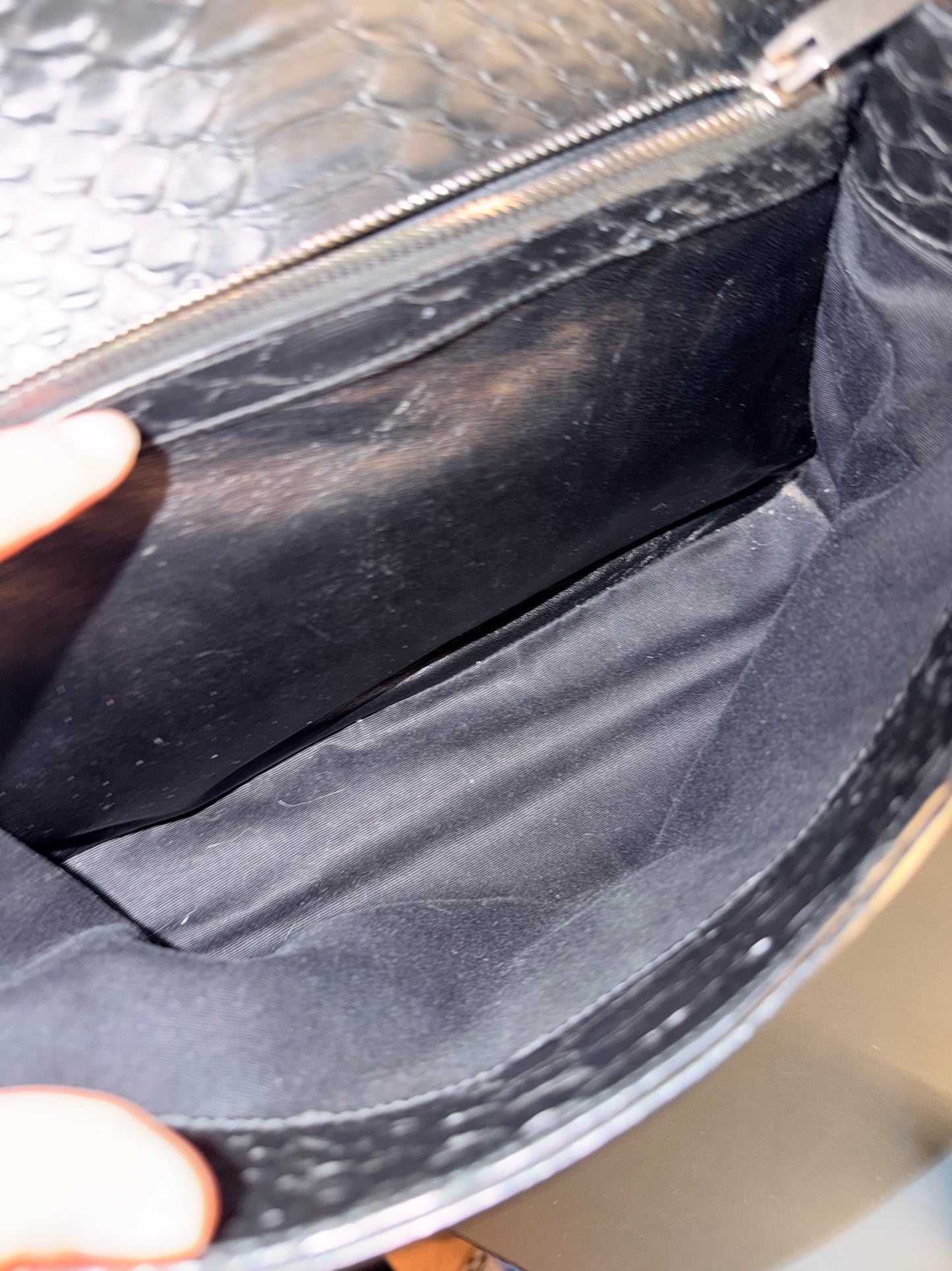 SAINT LAURENT BLACK PYTON LARGE COLLEGE HANDBAG