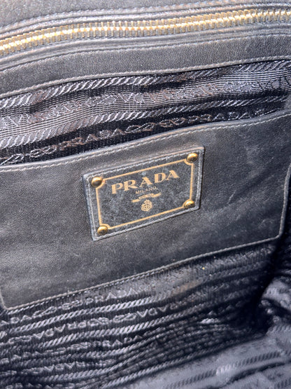 PRADA BLACK LEATHER TOTE HANDBAG