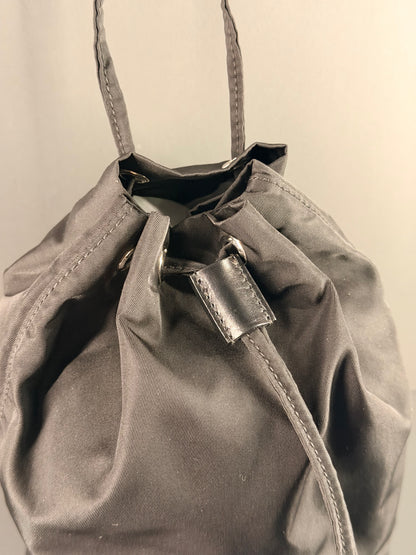 PRADA BLACK NYLON SMALL BUCKET HANDBAG
