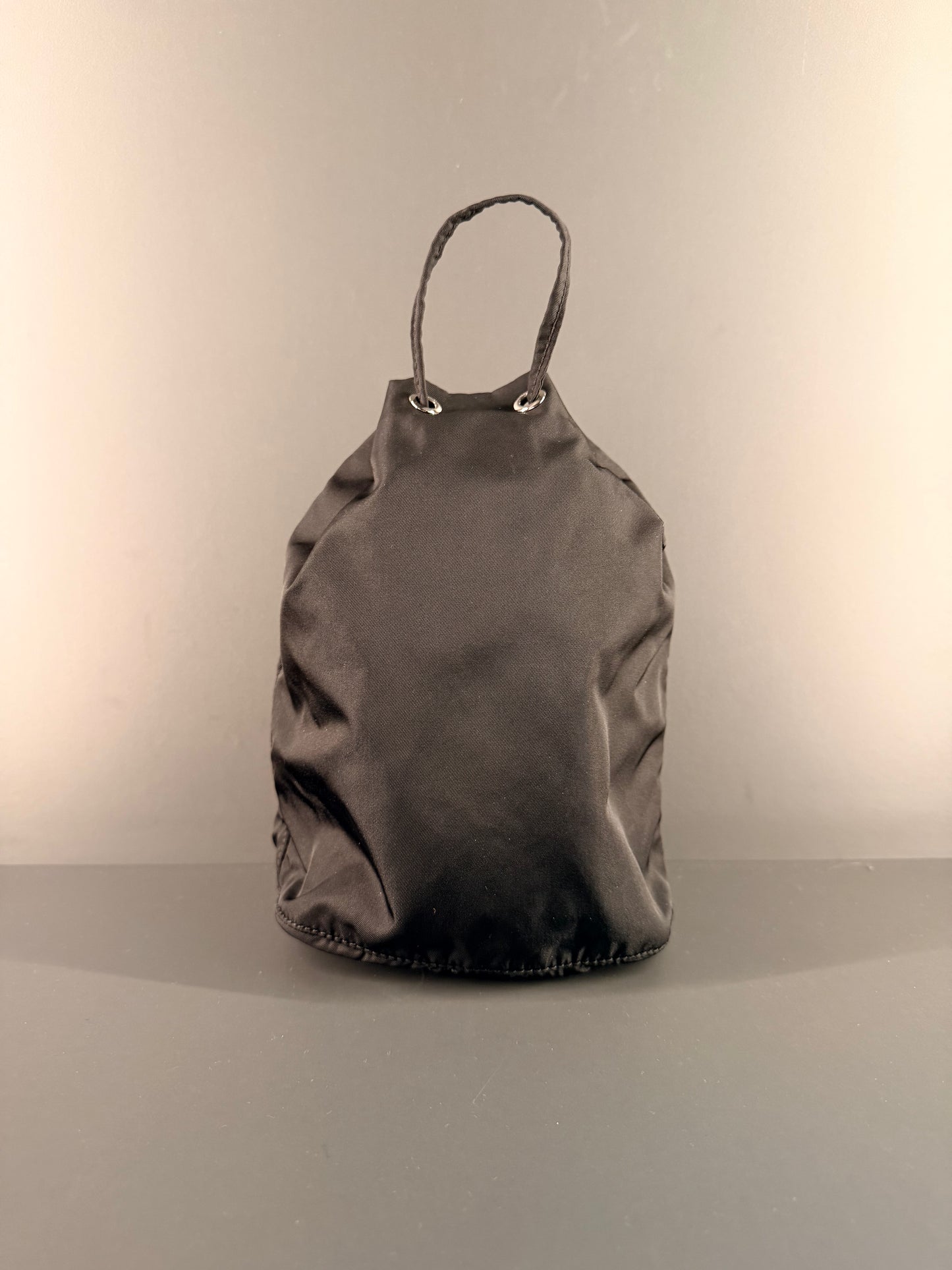 PRADA BLACK NYLON SMALL BUCKET HANDBAG