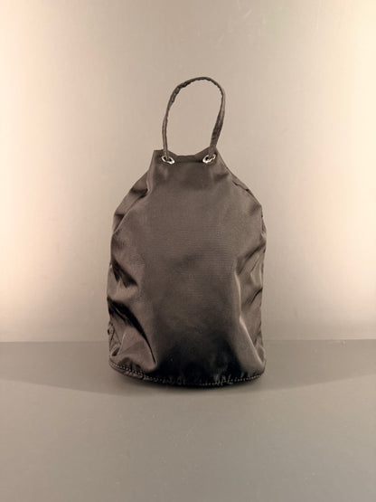 PRADA BLACK NYLON SMALL BUCKET HANDBAG