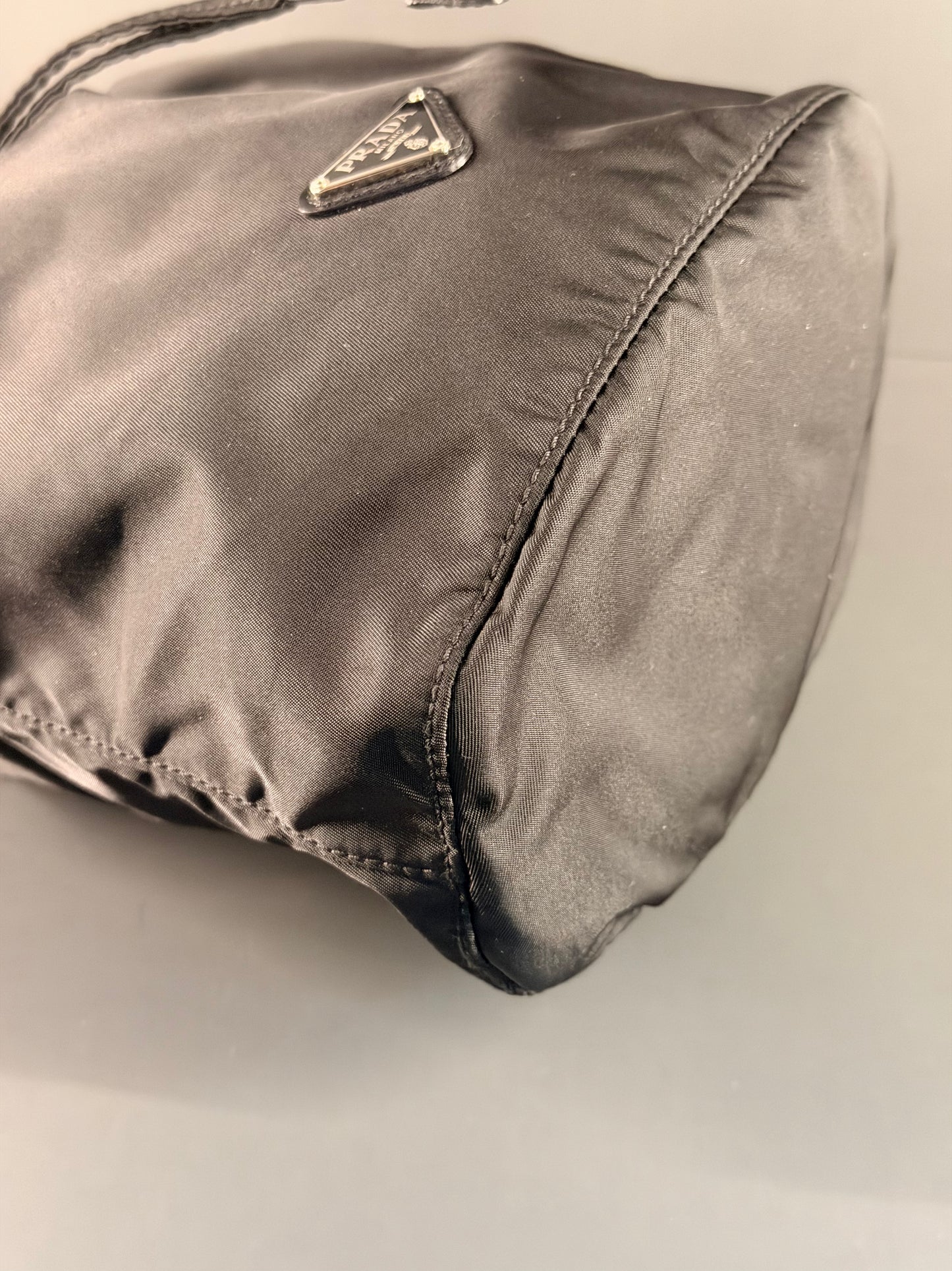 PRADA BLACK NYLON SMALL BUCKET HANDBAG