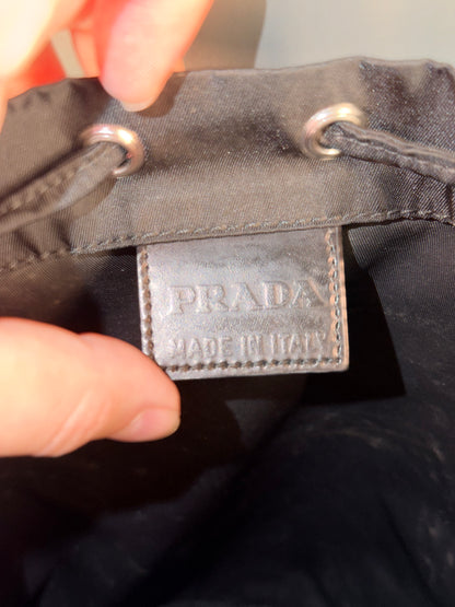 PRADA BLACK NYLON SMALL BUCKET HANDBAG