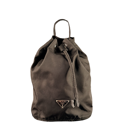 PRADA BLACK NYLON SMALL BUCKET HANDBAG