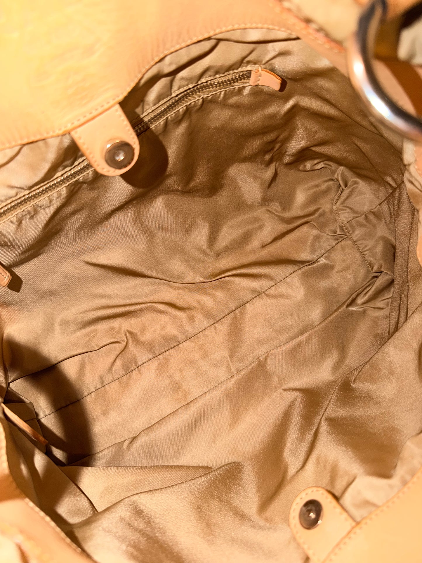 PRADA BEIGE NYLON MAXI LOGO SHOULDER BAG