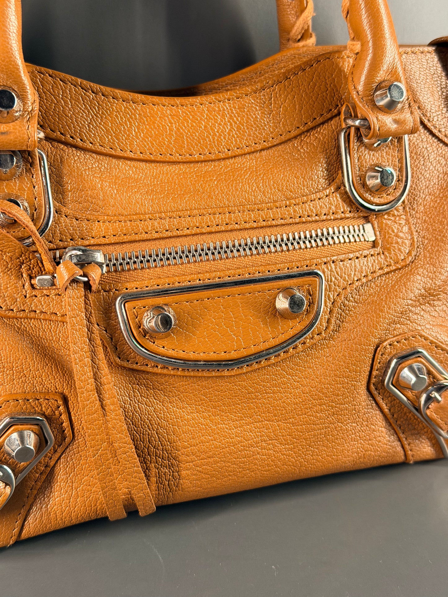 BALENCIAGA MINI TAN CITY EDGE CROSSBODY BAG