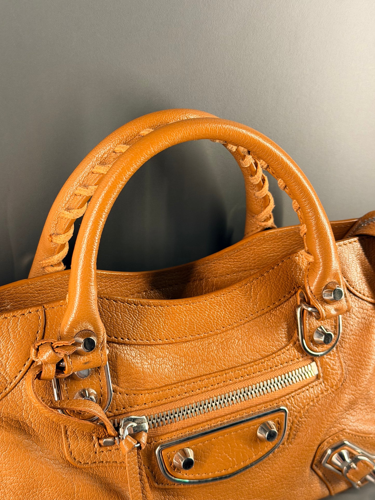 BALENCIAGA MINI TAN CITY EDGE CROSSBODY BAG