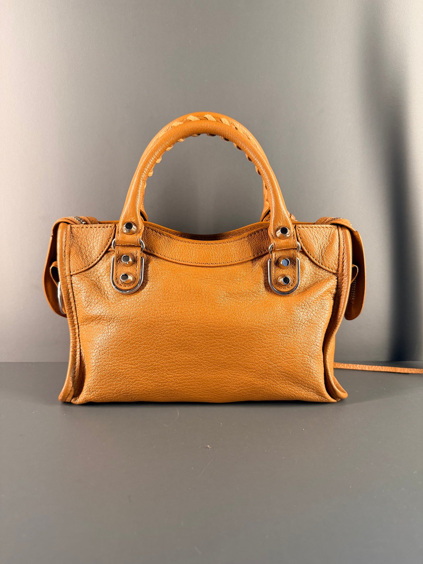 BALENCIAGA MINI TAN CITY EDGE CROSSBODY BAG