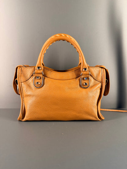 BALENCIAGA MINI TAN CITY EDGE CROSSBODY BAG