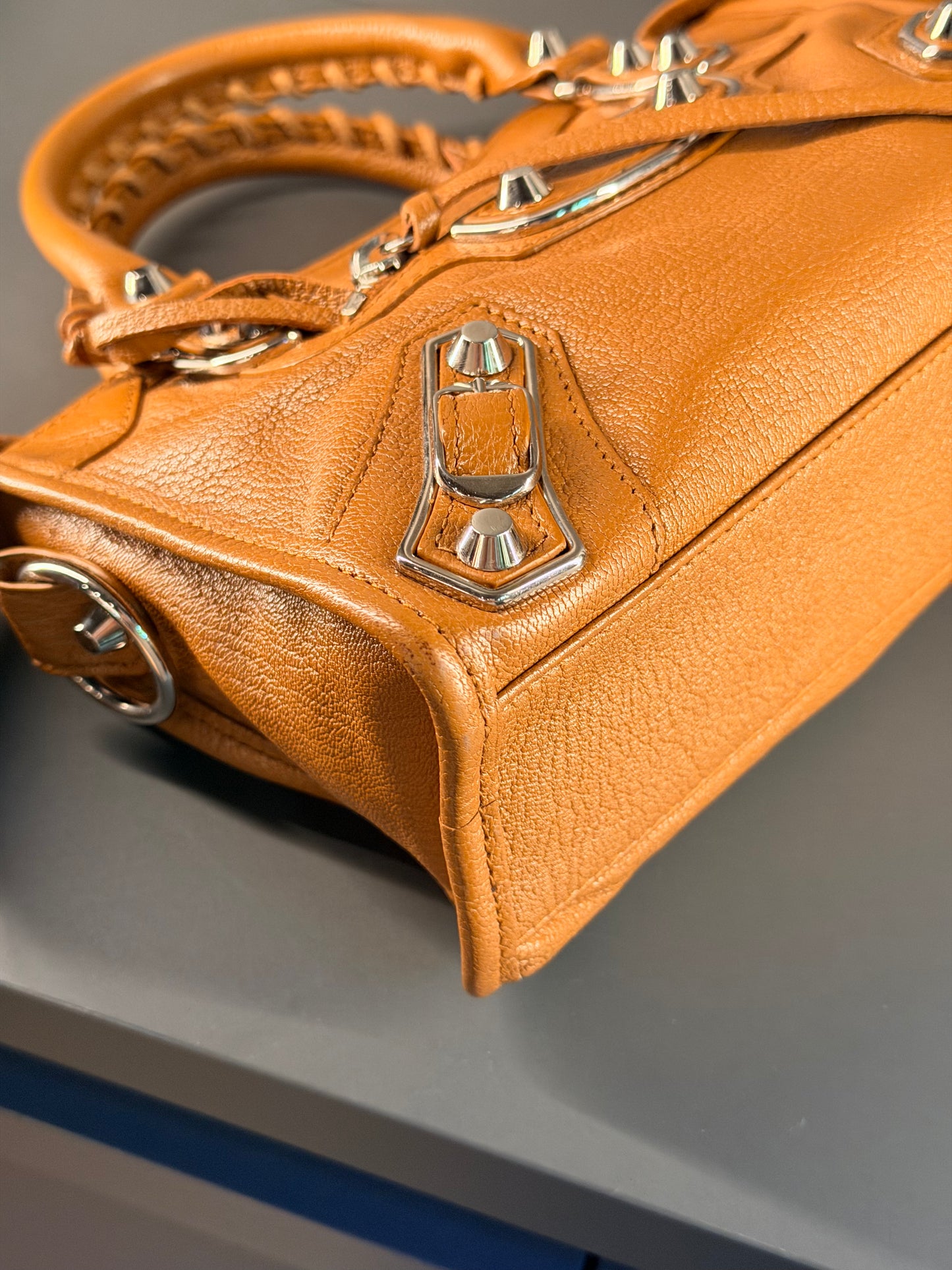 BALENCIAGA MINI TAN CITY EDGE CROSSBODY BAG