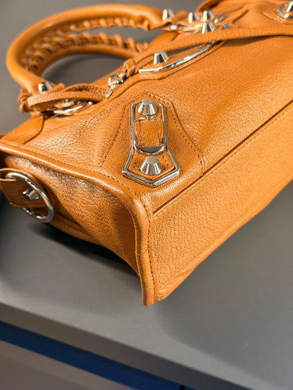 BALENCIAGA MINI TAN CITY EDGE CROSSBODY BAG