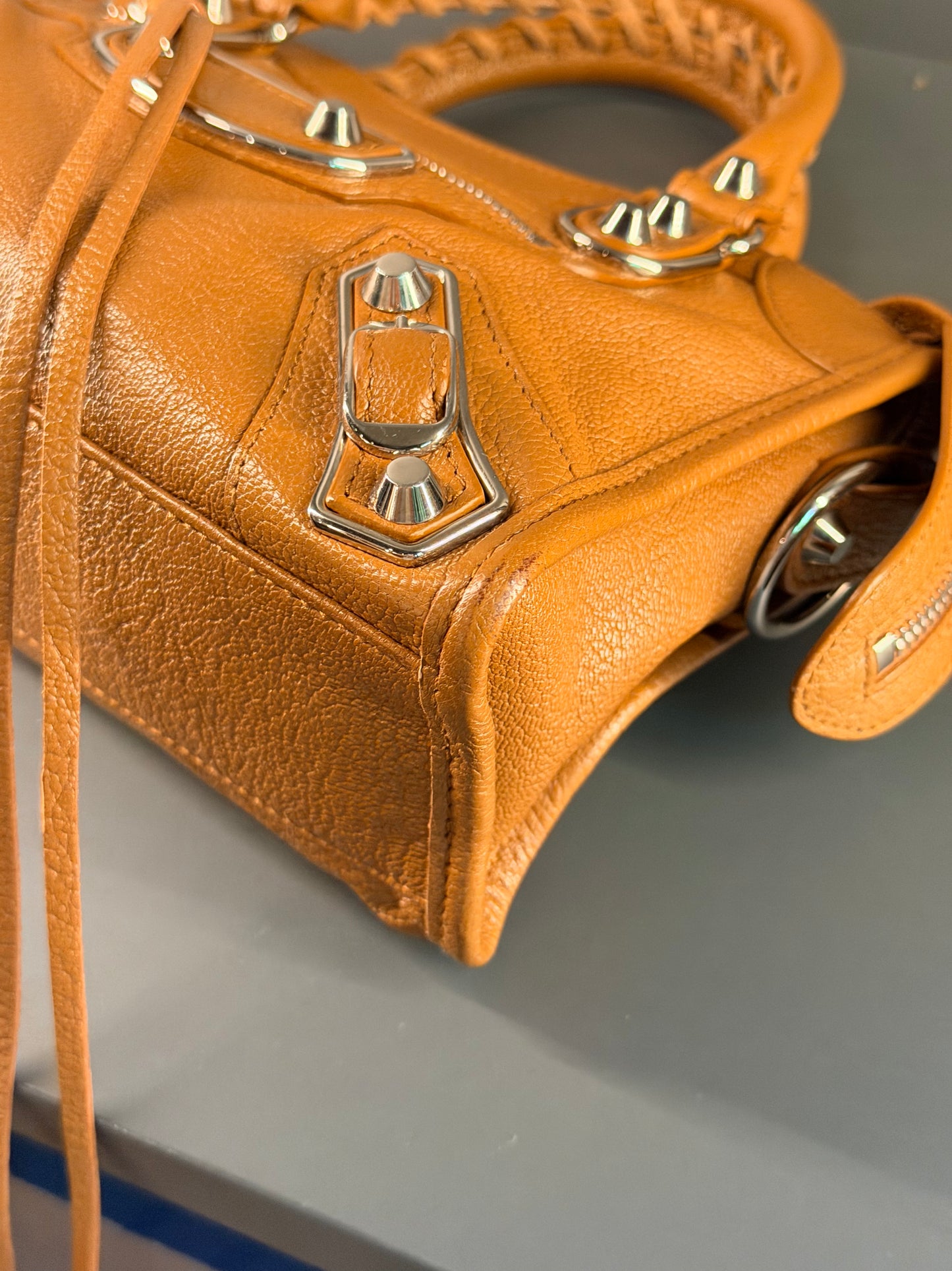 BALENCIAGA MINI TAN CITY EDGE CROSSBODY BAG