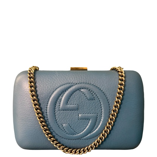GUCCI BLUE SOHO CHAIN CLUTCH
