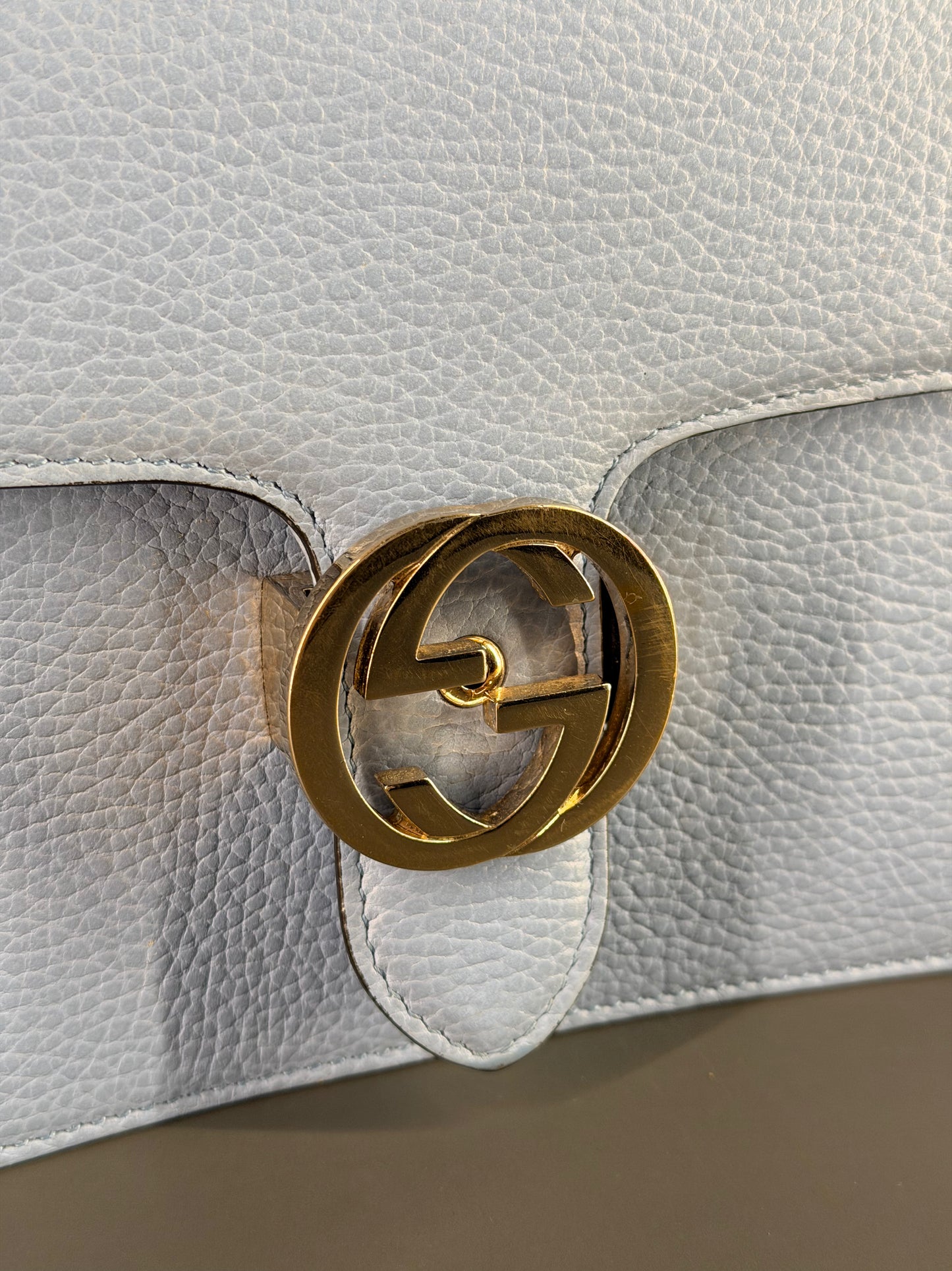 GUCCI LIGHT BLUE SMALL INTERLOCKING CROSSBODY BAG