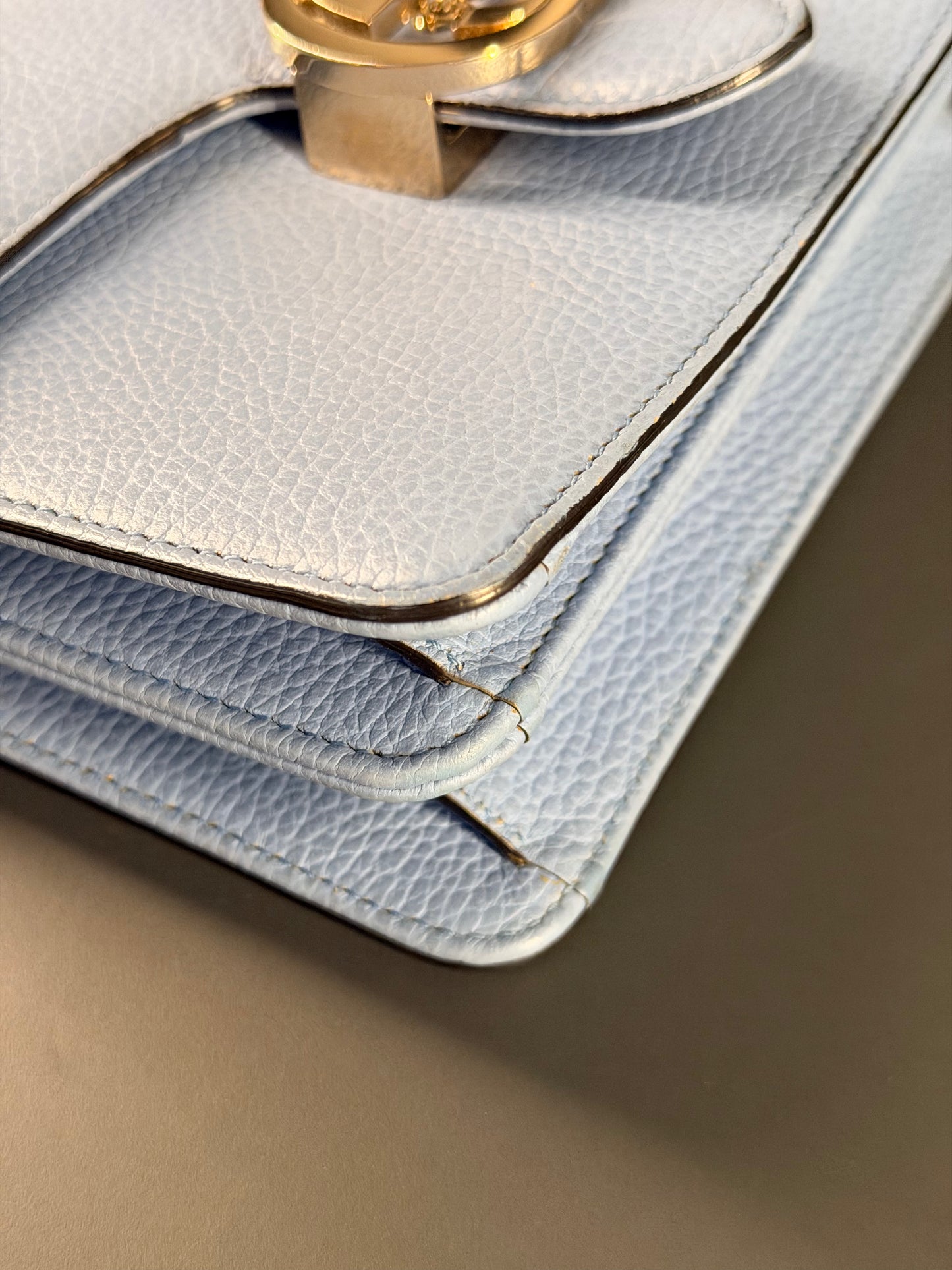 GUCCI LIGHT BLUE SMALL INTERLOCKING CROSSBODY BAG