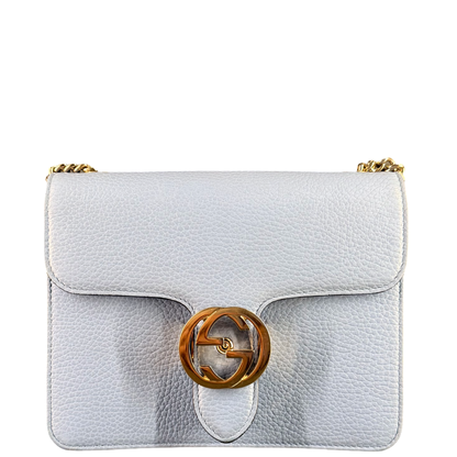 GUCCI LIGHT BLUE SMALL INTERLOCKING CROSSBODY BAG