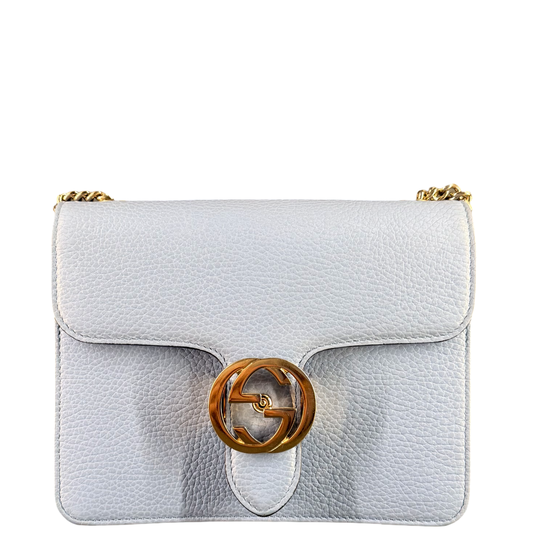 GUCCI LIGHT BLUE SMALL INTERLOCKING CROSSBODY BAG