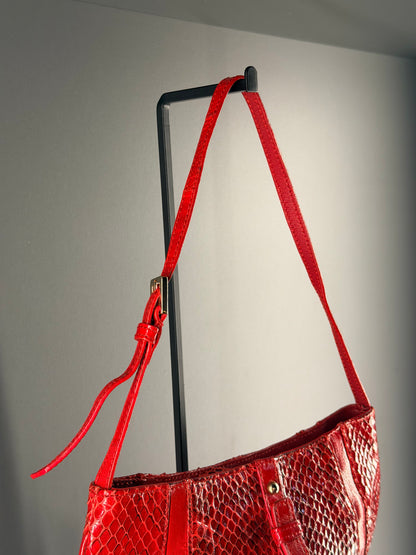 DOLCE & GABBANA RED PYTON SMALL SHOULDER BAG