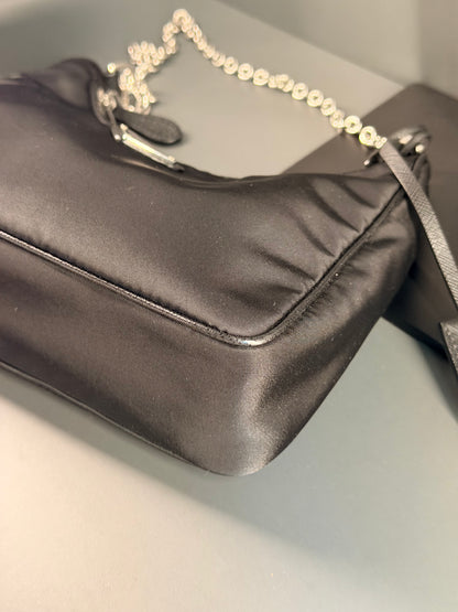 PRADA BLACK NYLON RE EDITION 2005 CROSSBODY BAG