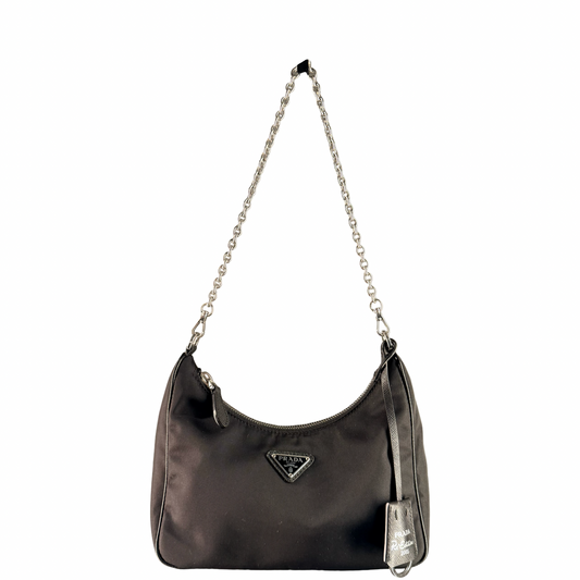 PRADA BLACK NYLON RE EDITION 2005 CROSSBODY BAG