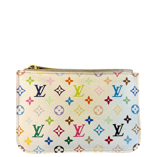 TAKASHI MURAKAMI X LOUIS VUITTON WHITE MULTICOLOR KEY POUCH