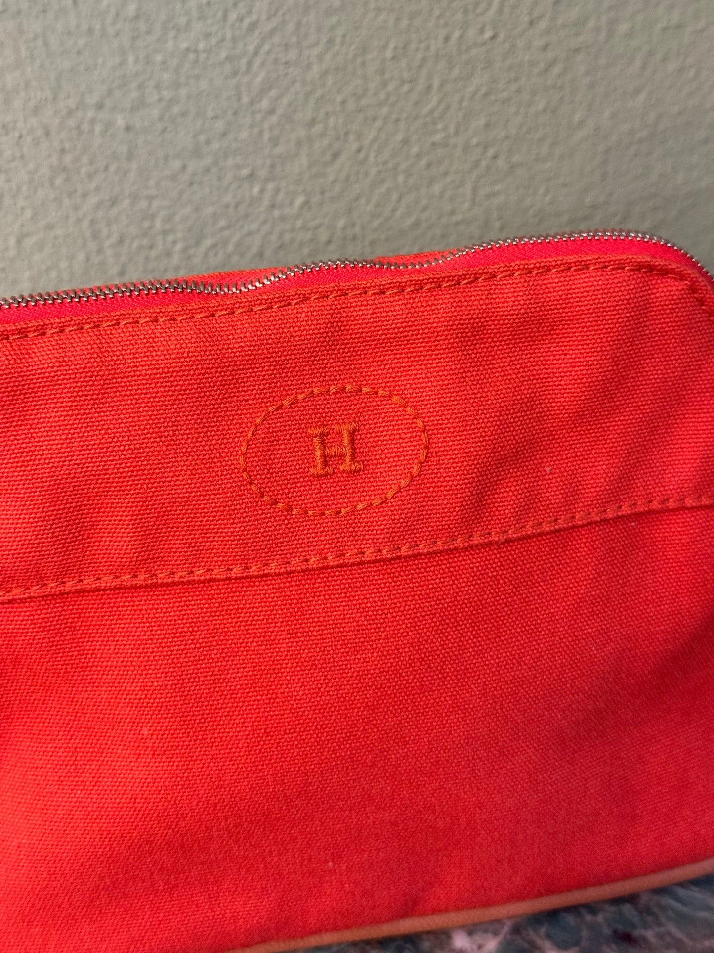 HERMÉS ORANGE SMALL BOLIDE TROUSSE TOILETTE