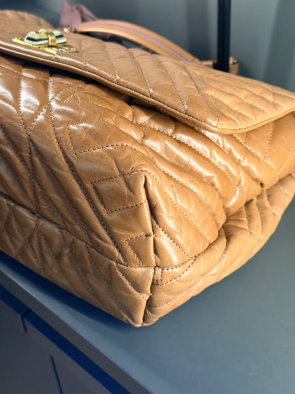 LANVIN DARK BEIGE LARGE HAPPY CHAIN SHOULDER BAG