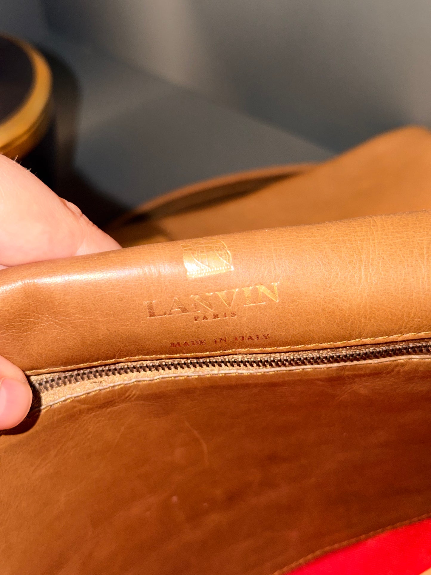 LANVIN DARK BEIGE LARGE HAPPY CHAIN SHOULDER BAG