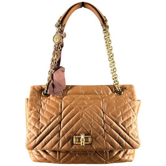 LANVIN DARK BEIGE LARGE HAPPY CHAIN SHOULDER BAG