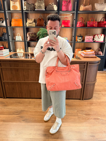 BALENCIAGA SALMON PINK CITY SHOPPING TOTE