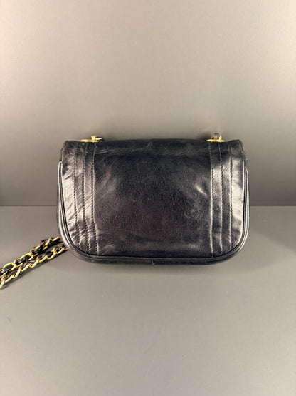 CHANEL BLACK LAMBSKIN VINTAGE MINI FULL FLAP SHOULDER BAG