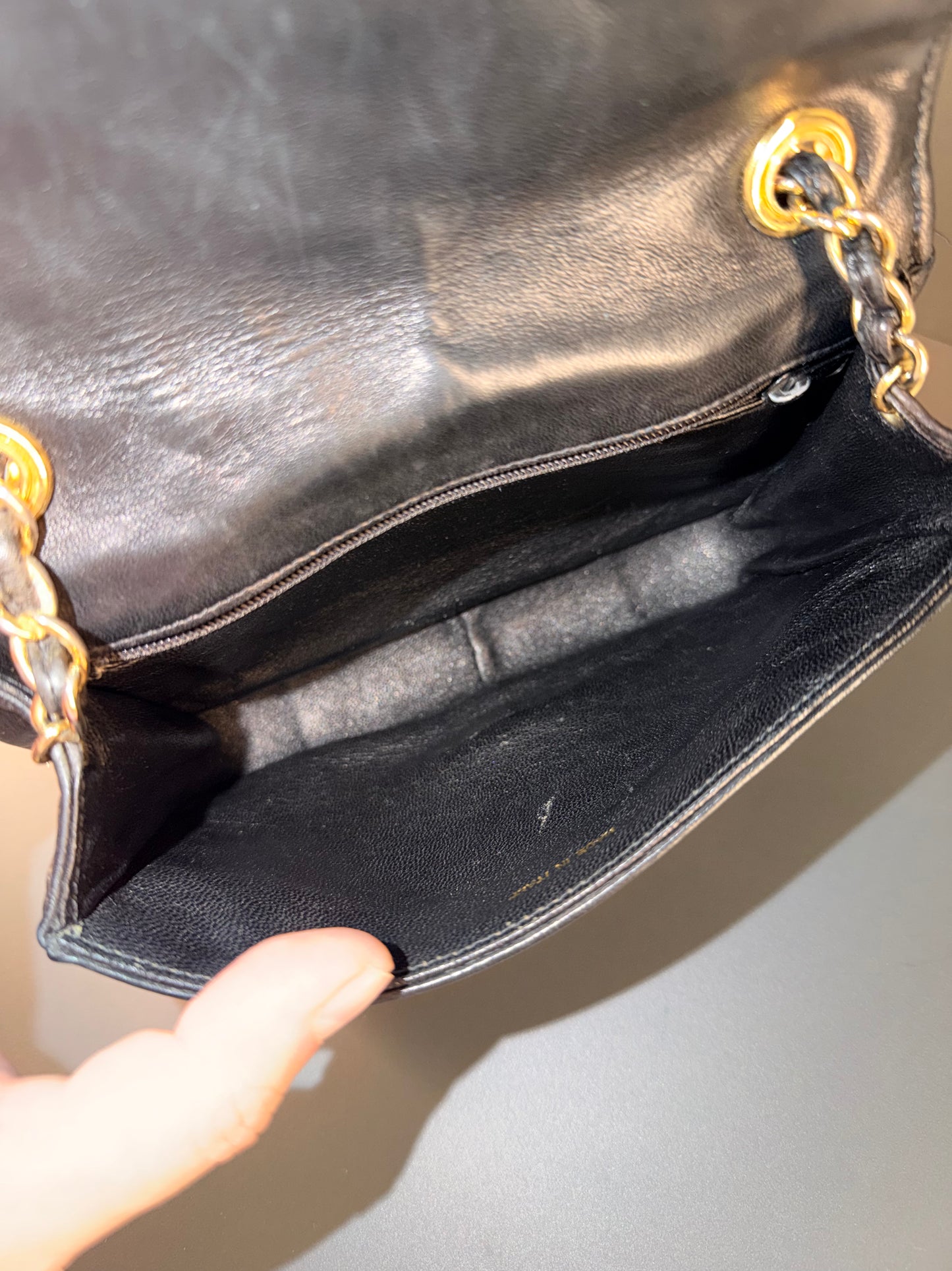 CHANEL BLACK LAMBSKIN VINTAGE MINI FULL FLAP SHOULDER BAG