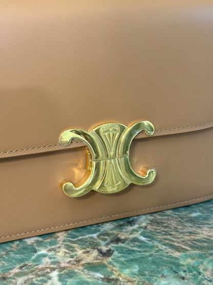 CELINE TEEN DARK BEIGE TRIOMPHE CROSSBODY BAG
