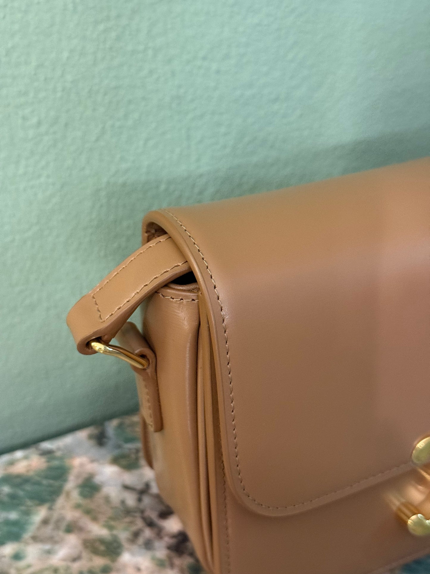 CELINE TEEN DARK BEIGE TRIOMPHE CROSSBODY BAG
