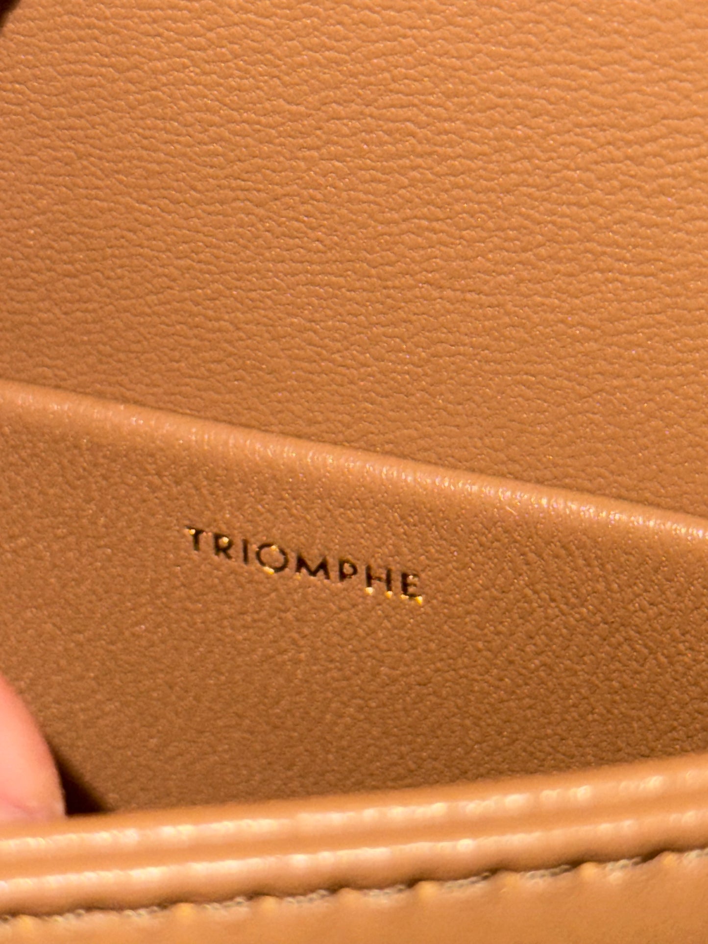 CELINE TEEN DARK BEIGE TRIOMPHE CROSSBODY BAG