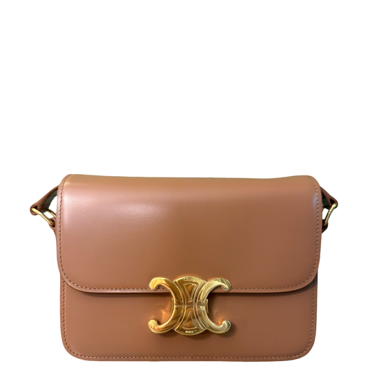 CELINE TEEN DARK BEIGE TRIOMPHE CROSSBODY BAG