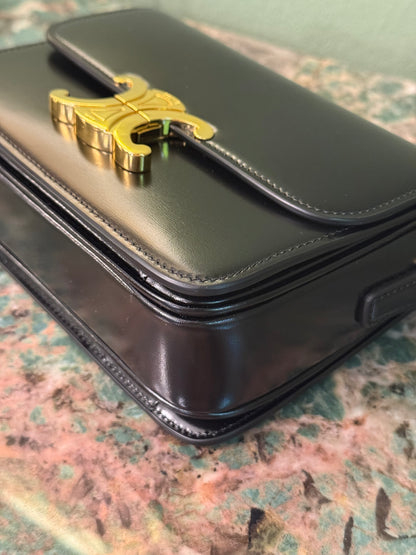 CELINE TEEN BLACK TRIOMPHE CROSSBODY BAG