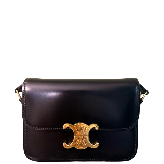 CELINE TEEN BLACK TRIOMPHE CROSSBODY BAG