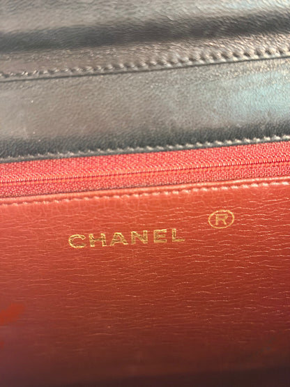 CHANEL BLACK LAMBSKIN MEDIUM SINGLE FLAP SHOULDER BAG