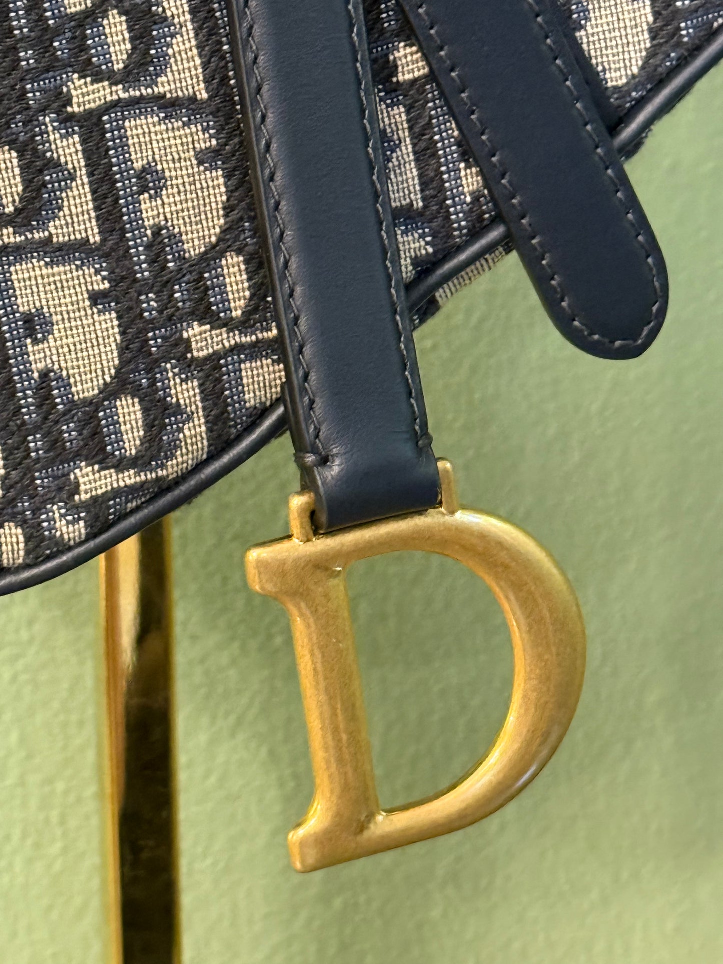 DIOR NAVY OBLIQUE CANVAS MINI SADDLE HANDBAG