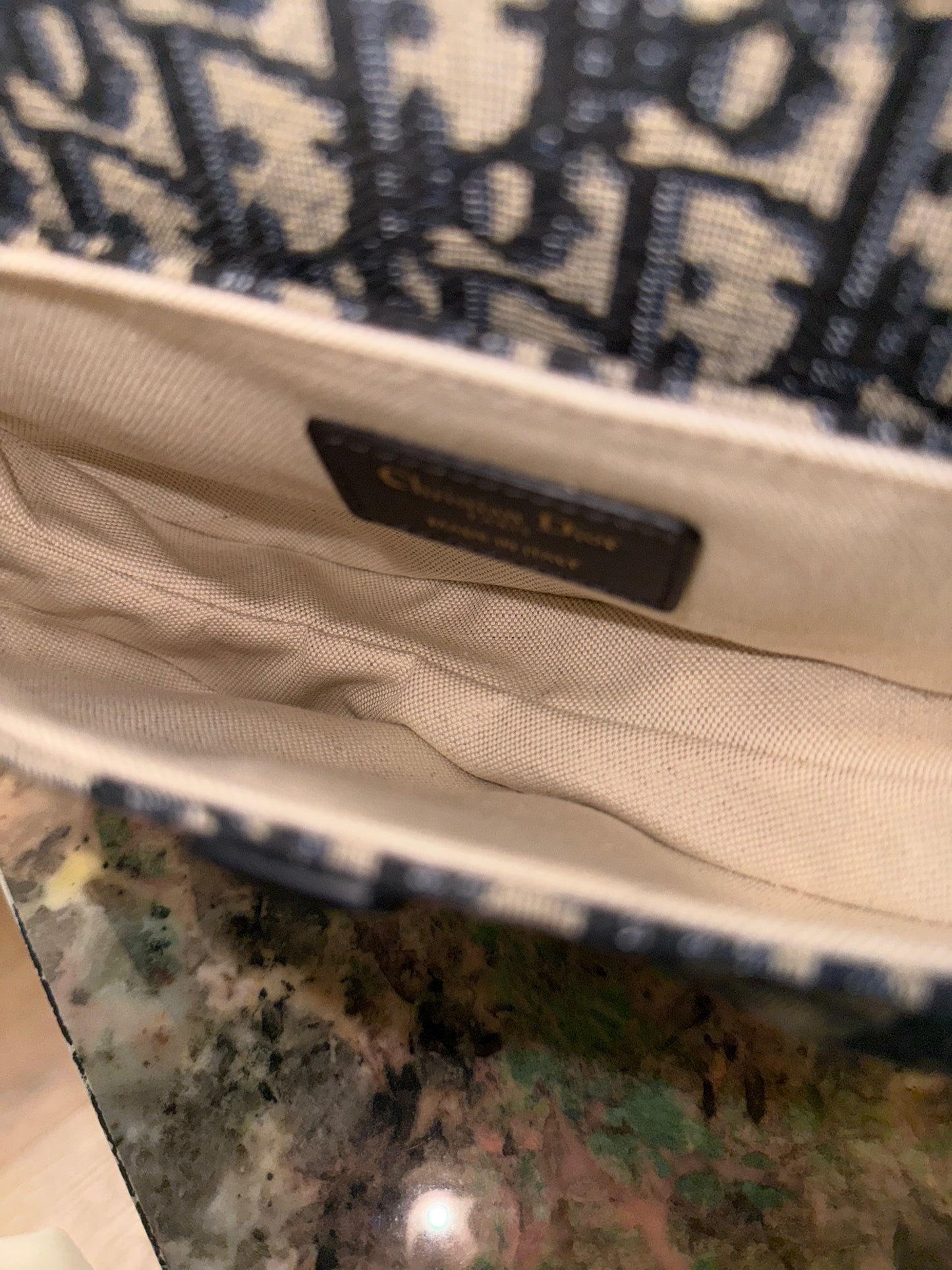 DIOR NAVY OBLIQUE CANVAS MINI SADDLE HANDBAG