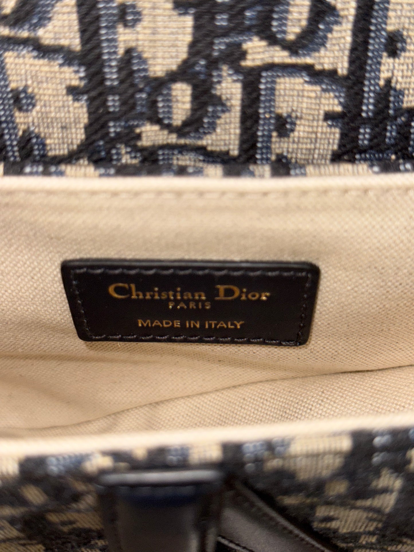 DIOR NAVY OBLIQUE CANVAS MINI SADDLE HANDBAG